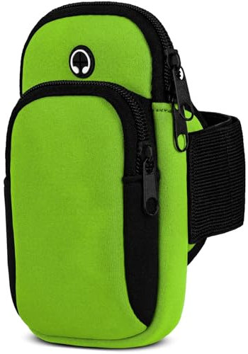 moex Funda para Samsung Galaxy S25 Ultra, brazalete deportivo de neopreno, soporte para teléfono móvil, brazo para correr, deporte, pulsera con 2 compartimentos, funda para correr, color verde