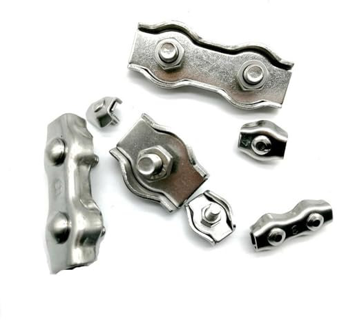 PZOFERLIN Colliers de Serrage pour câbles métalliques 1 à 5 Serre-câbles, Attaches de retenue à Clip Simple/Double M2-M10, Serre-câbles en Acier Inoxydable A2(5pcs M5 (Single))