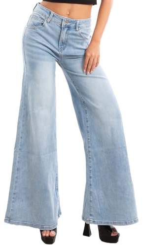 Toocool - Pantalones Vaqueros para Mujer, Elásticos, Acampanados, Zampa Elefante, WT-835, M