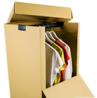 Caja Armario Portátil con Barra Perchero 50x50x120 cm - Cartón Doble Reforzado - Ideal para Mudanzas, Trasteros y Viajes - Montaje Rápido y Sostenible (3)