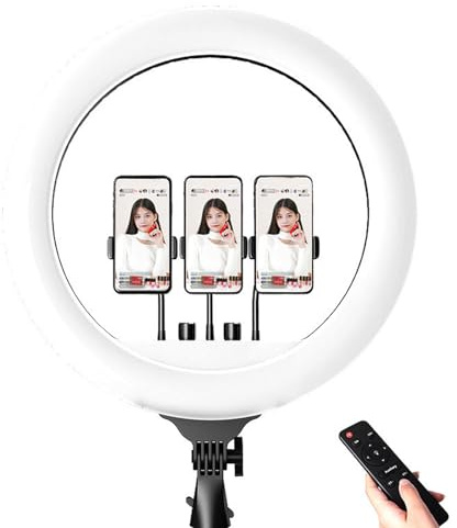 Jectse Ringljus 18 Tums Kit 65W 5500K, Utan Stativ, 3 Telefonhållare, Kontinuerlig Studiobelysning för Fotografering Videokonferenser