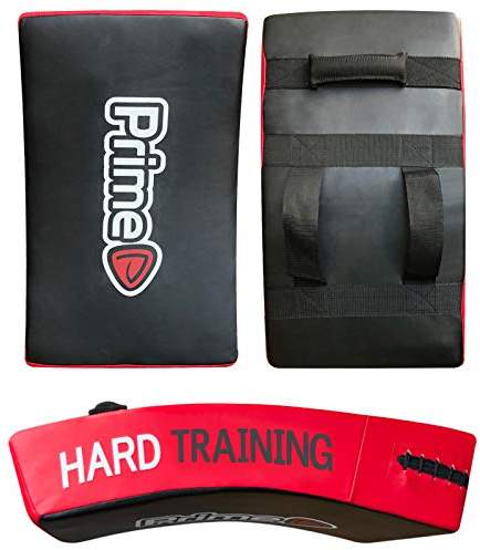 PSS curved kick boxing strike multi-layer shield training pad for Martial arts MMA Muay Thai kicking boxing pad (Sold as a Single item) - 1111 Black/Red