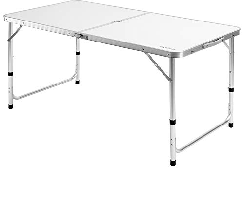 Casaria Tavolo da campeggio in alluminio altezza regolabile 120x60x70 richiudibile tavolino a valigetta maniglia di trasporto tavoli da picnic