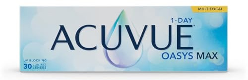 Acuvue Oasys Max 1-Day MULTIFOCAL Lentes diarias con Tecnología TearStable, filtro de luz OptiBlue y diseño Pupil Optimized, +0.25 dpt, diámetro 14.3 mm, 30 unidades, +1.50 adición, curva base 8.4 mm