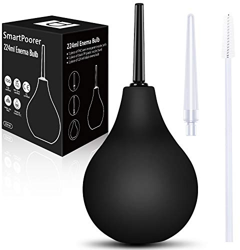 Enema Bulbo de Primera Calidad de 225ml, Ducha Vaginal de Silicona, Limpiador Anal con 2 Accesorios,Seguro para el lavado anal y vaginal - Limpieza Rectal, Forma rápida de aliviar el estreñimiento