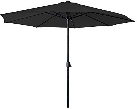 YRHome Parasol en aluminium 300 cm/350 cm - Protection UV 40+ - Gris foncé - Parasol de jardin, de terrasse, de marché - Pour balcon, jardin, terrasse, anthracite, 3,5m mit LED ohne Neigbar