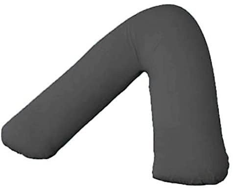 British Home Bedding V Shaped Pillow + Case, Nursing Back Neck Shoulder Support - Case In (V Pillow + Case, Dark Grey)
