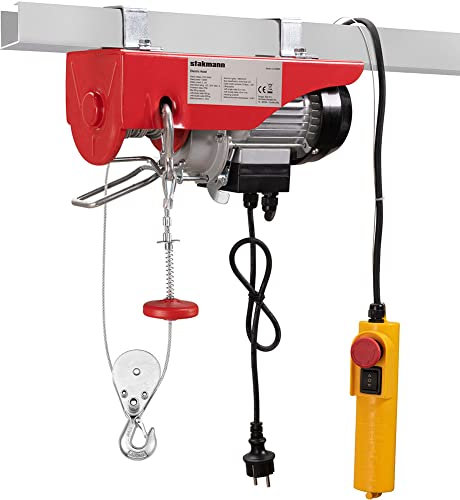 Stakmann Paranco Elettrico 1300W Argano Montacarico Fili Verricello Paranchi Elettrici Sollevatore Carico Sollevamento 220 V Sovraccarico Ascensore Con Telecomando (400kg/800kg)