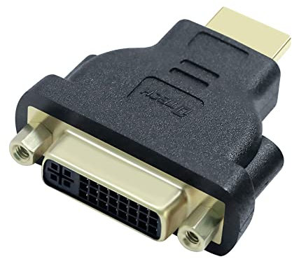 DTECH DVI to HDMI Adapter Female to Male Converter for Computer Monitor Bi-Directional Connection DVI-I 24+5 Port Supports up to 4K 30Hz 1080P@60Hz Video