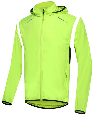 MODRYER Fahrradjacke Für Herren Gut Sichtbare Laufjacken wasserdichte Atmungsaktive Fahrradjacke Softshell Winddichte Windjacke Thermo-Fahrradoberbekleidung,Green-4XL