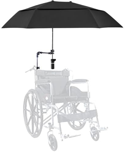 Cndiyald Wheelchair Umbrella with Adjustable Clamp - 40.9 Extended Double-Side Parasol for Rain/UV Protection, Prams, Beach Chairs, and Bleachers