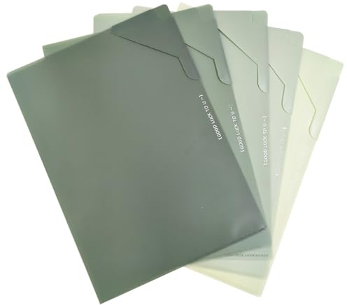 RuiChy Gradiente Color Carpetas Plastico A4, 5 Piezas Archivo Portadocumentos Fundas Transparentes Superior y Lateral Abierta, Fundas para Carpetas para Oficina Escuela Bolsillo de Informe (Verde)