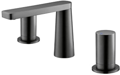HPTHLY Grifo De Baño De 3 Orificios, Grifo Mezclador De Latón con Doble Manija, Grifo para Lavabo De Tocador, Grifo para Lavabo De Pedestal, Grifo para Lavabo De Baño,Gray