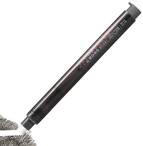 Stylo-gomme Tombow MONO Stick noir, gomme de précision avec pointe de 6,7 mm, rechargeable, mécanisme à pression, sans phtalates [EH-KM11]