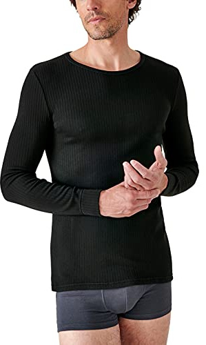 Damart Camiseta Thermolactyl Cuello Redondo, canalé Polar, Manga Larga Negro L