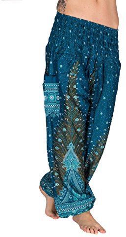 Mienloco Damen und Herren Haremshose Aladinhose Pumphose S-M (bis 1,70m, Petrol)