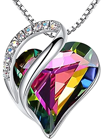 Leafael Infinity Love Herzanhänger-Kette für Damen – Geburtsstein Halskette mit Kristallen, rhodiniert, nickelfrei & hautfreundlich – Edler Damenschmuck mit 45 + 5 cm Kette und Karabinerverschluss