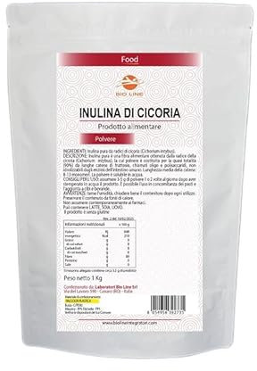 Bioline - Inulina in Polvere di Cicoria Solubile in Acqua 1kg, Fibra Vegetale per Regolarità Intestinale (Senza Glutine e Eccipienti) Prodotti Alimentari Made in Italy