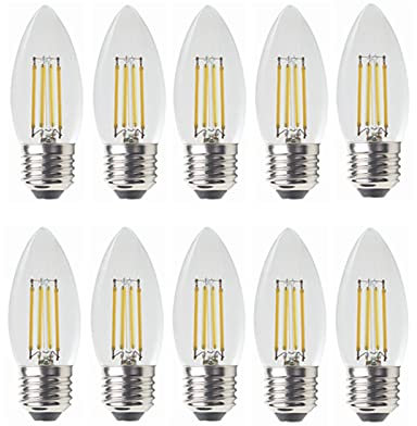 WELSUN Lampadina a filamento E26/E27. 3 V C35 LED. Lampada a candela per ciondolo a energia solare Light Street Light Solar Chandelier confezione da 10