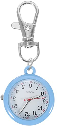 iplusmile Uhr Schwesternuhr mit Haken: Blau Edelstahl Taschenuhr Schlüsselbund Haken Geschenk für Ärzte Krankenschwestern Sanitäter Krankenpfleger Weihnachten Neujahr Party