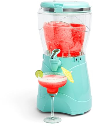 Nostalgia Frozen Drink Maker and Margarita Machine for Home - 3.7L, Slushy Maker with Stainless Steel Flow Spout - Easy to Clean and Double Insulated - Aqua