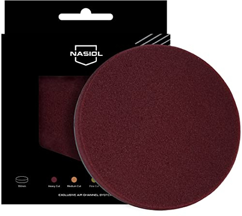 Nasiol Special Air Channel Polishing Pad Burgundy-150 Mm-Heavy Cut Polishing Paste Polish Sponge, Detailing, Auto Application Sponge, Applicator Sponge, Scratch Remover and Polishing Compound Pad