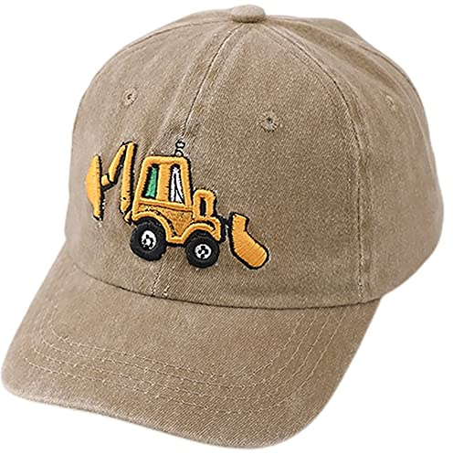 Excavator Toddler Baseball Hat, Embroidery Adjustable Kids Baseball Boys Cap Big Brother Present Age 2-8 Khaki