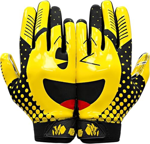 Eternity Gears Smiley Youth Football Gloves - Tacky Grip Youth Football Gloves (Youth M-L)