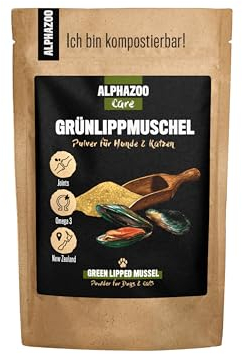 alphazoo Moule aux orles verts pour chien, chat et cochon d'Inde, etc. I Poudre de moule à lèvres vertes de Nouvelle-Zélande 100 g I Poudre articulaire naturelle de qualité pleine de graisse
