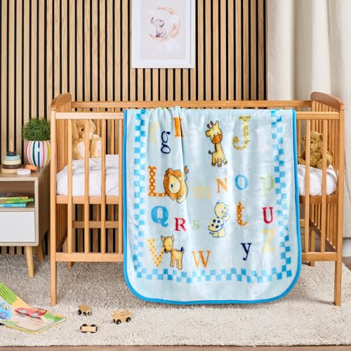 Childrens Blanket, Soft Kids, Baby Blanket, Fleece Blanket for Toddler, Kids beds, Nursery Pram, Cot, Animal Alphabet, ABC Blanket