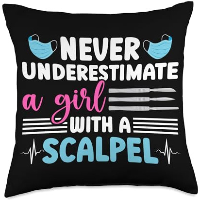 Girl With A Scalpel Surgical Tech Surgical Technology Throw Pillow