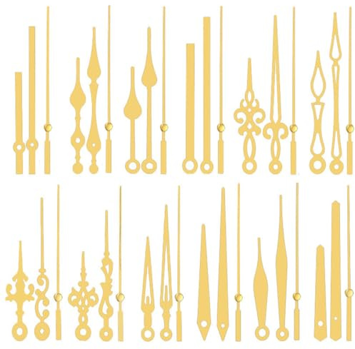 LEEQ Juegos de 12 Mecanismo Reloj de Pared - Agujas Largas Manecillas de Reloj Hechas de Aluminio Agujas de Reloj de Pared Dorado DIY Reparación de Reloj Reemplazo de Piezas(Oro)