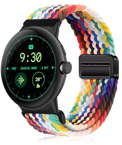 YealRed Nylonarmband för Google Pixel Watch 3 45 mm, magnetspänne, ersättningsband, flätat män, kvinnor, ersättningsband, klockarmband kompatibelt med Google Pixel Watch 3 45 mm