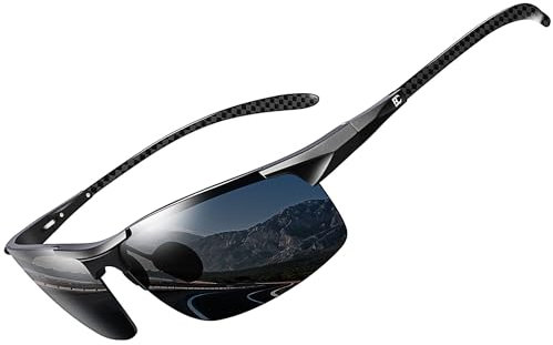 Bircenpro Sonnenbrille Für Herren Polarisiert: UV Schutz Kohlefaser Temple Sport Sonnenbrille Für Fahren