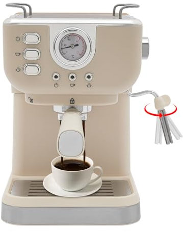 LIAIZE Espressomaschine, 1050W Halbautomatische Kaffeemaschine mit Milchaufschäumer, Kompakte Espresso-Kaffeemaschine für Haus, Büro, Cafés und Hotels 19.5X26X28CM