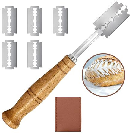 Teigmesser Set Bäckermesser – Professionelles Set für gerade & geschwungene Schnitte, Mustermalen auf Teig & Erzeugen von Muster Design auf Brot beim Backen, ideal für Profi-Bäcker & Hobby-Köche