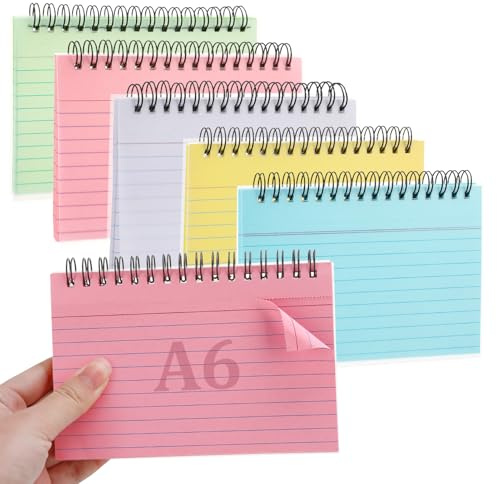 Candcamp Flash Cards, 250 PCS A6 Revision Cards Large Size Flashcards Spiral Ring Bound Index Cards Coloured Study Cards Pack for Office School Home 4 * 6 Inches