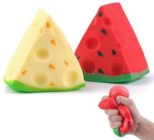Anboor 2 pezzi giocattolo per squishies di anguria – Kawaii morbido e lento giocattolo antistress per la frutta, super morbido e sensoriale per bambini e adulti
