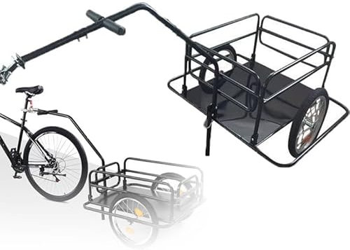 Remorque de vélo pliable avec attelage universel, chariot robuste – Capacité de 60 kg, rangement compact et réflecteurs sûrs pour transporter des marchandises