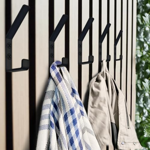 SHSMPXOY 5 Piezas Ganchos Pared Negro 13mm ganchos para colgar Abrigos percheros pared individuales gancho perchero Paneles Acústicos de Metal para Colgar Ropa Sombrero Dormitorio Baño Cocina