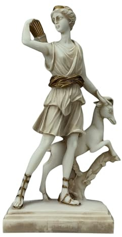 Statua di Diana di Versailles – Scultura della dea greca Artemide 25 cm | Alabastro fuso patina grigia | Fatto a mano in Grecia | Riproduzione museale classica