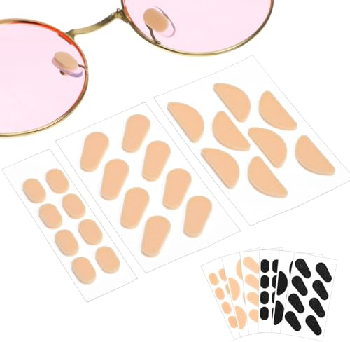 48 Pairs Nose Pads for Glasses, Non Slip Adhesive Glasses Nose Pads, Soft Foam Thin Eyeglasses Noses Pad Cushions for Eyeglasses Sunglasses(Black+Skin Color)