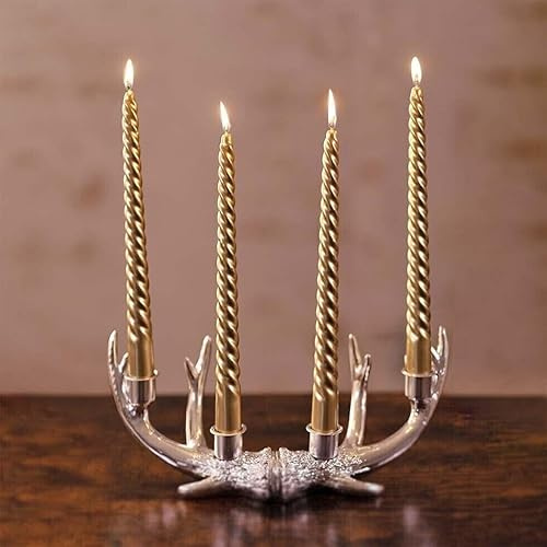 Marco Paul Lot de 4 bougies chandelles traditionnelles dorées pour église - Décoration d'intérieur - Décoration de table - Accessoire de cheminée, fête de mariage - 25 cm