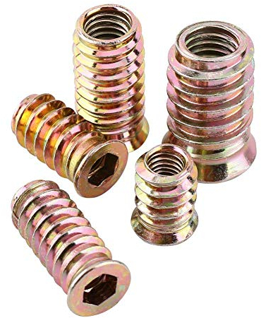 20 Piezas M8 x 25 mm Tuercas para Madera, Remaches de Tuerca, Insertos Tuerca M8, Tuercas de Rosca Hexagonal de Aleación de Zinc, InsercióN Roscadas de Acero al Carbono y Zinc para Muebles de Madera