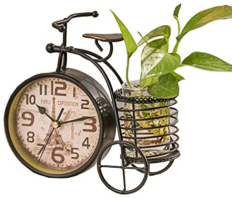SWHONG Fahrrad Schreibtischuhr Mode Kreative Eisen Metall Stille Tischuhr Wohnzimmer Schlafzimmer Dekoration