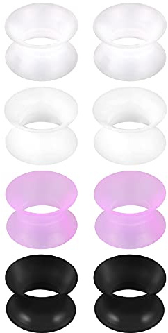 D.Bella Silicone Ear Plugs Tunnels Flexible Flesh Tunnel Ear Gauges Plugs Expander Gauges Piercing Jewelry 4Pairs 6/8/10/12/14/16/18/20mm