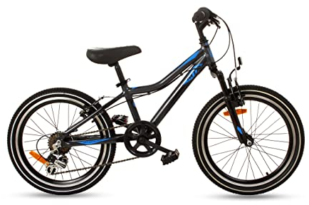 20 Zoll Alu Aluminium Kinderfahrrad Kinder Mädchen Jungen Jugend MTB Fahrrad Mountainbike Jugendfahrrad 6 Gang Bike Rad Gabelfederung Federgabel Hardtail Goetze Cooler Schwarz Blau