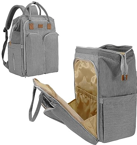 Gloppie Bolso Cambiador para Bebé de Cambio Impermeable Mochila Viaje Mujer Bolsa para Pañales Unisex con Cambiador y Porta Chupones y Ganchos Para Cochecito (Gris)