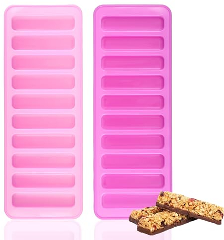 EUIOOVM Moule à Barres De CéRéAles 2 PièCes Moule à Barres En Silicone 10 AlvéOles Moules AntiadhéSifs Moule à Barres éNergéTiques Moule à Chocolat RéSistant à La Chaleur Moule à Crackers Moule