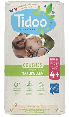 Couches écologiques voile naturel T4+ 9-20kg, jumbo paquet de 42 couches